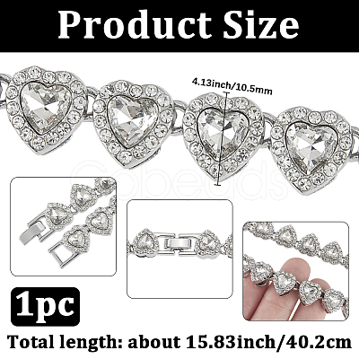 1Pc Heart Zinc Alloy Crystal Rhinestone Cup Chain Tennis Necklaces for Women NJEW-SP0001-06P-1
