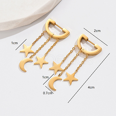Exquisite metal star moon pendant earrings for daily wear women. GU5453-1-1