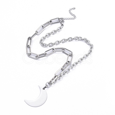 Non-Tarnish 304 Stainless Steel Paperclip Chains & Cable Chain Jewelry Sets SJEW-K153-09P-1