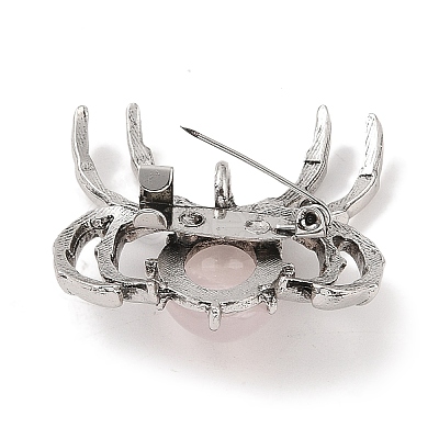 Natural Rose Quartz Brooches G-A224-01AS-12-1