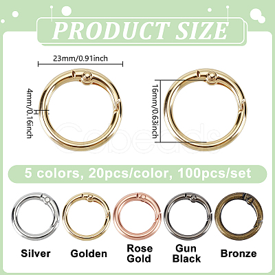 100Pcs 5 Colors Zinc Alloy Spring Gate Rings FIND-GO0004-54-1