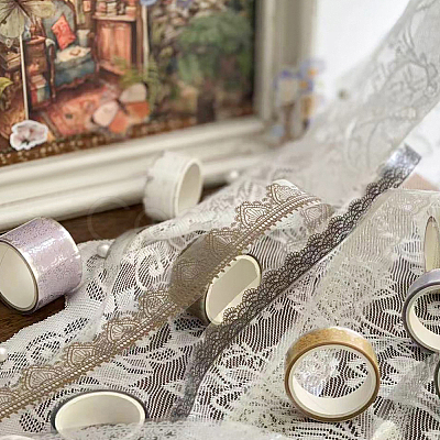 1Bag Lace Patterns PET Floral Decorative Tape Set AJEW-SP0002-74B-1