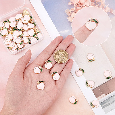 Light Gold Plated Alloy Enamel Pendants ENAM-SC0002-75-1