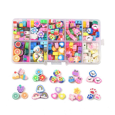 200Pcs 10 Style Handmade Polymer Clay Beads CLAY-FS0001-27-1