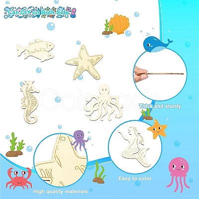 Unfinished Wooden Ocean Creature Cutouts WOOD-CJC0010-02-1