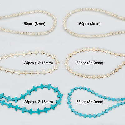 6 Styles Synthetic Turquoise Beads Strands Sets TURQ-GO0001-01-1