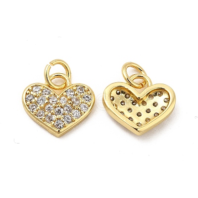 Brass Micro Pave Clear Cubic Zirconia Charms KK-E068-VB163-1