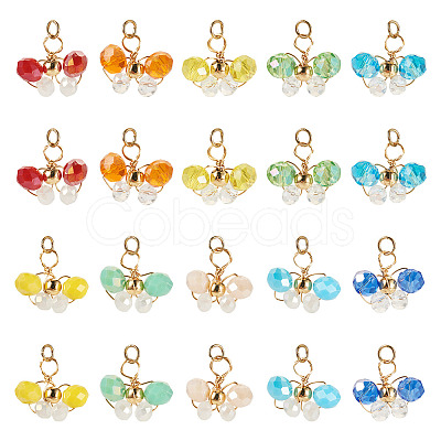 20Pcs 10Colors Glass Beaded Pendants FIND-TA0009-21-1