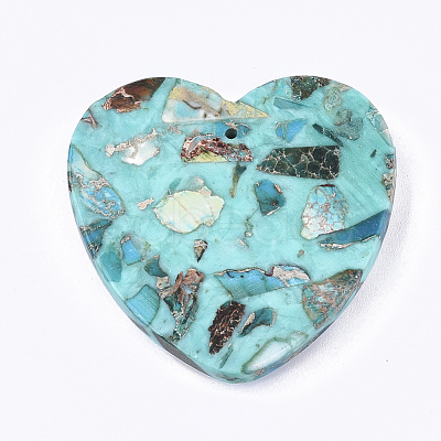 Assembled Synthetic Imperial Jasper and Turquoise Pendants G-S329-034A-1