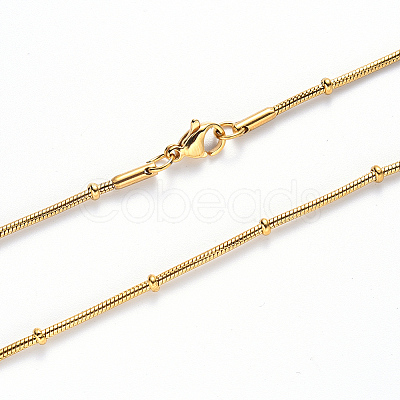 PVD Vacuum Plating 304 Stainless Steel Round Snake Chain Necklace NJEW-S420-009A-G-1