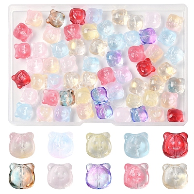 60Pcs Transparent Spray Paint Glass Beads GLAA-FS0002-10-1