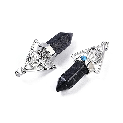 Synthetic Blue Goldstone Faceted Pointed Bullet Big Pendants G-H076-02P-04-1