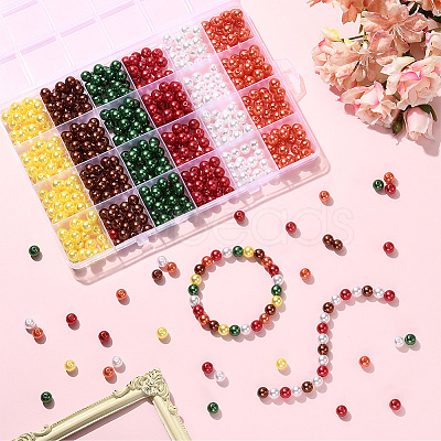 6 Colors Imitation Pearl Acrylic Beads OACR-SP0001-76B-1
