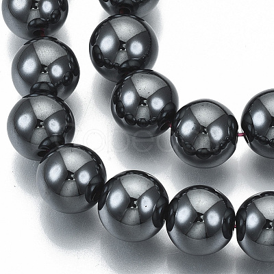 Non-magnetic Synthetic Hematite Beads Strands LS-G-Q892-12mm-1