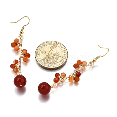 Natural Carnelian Earrings Dangle Earrings EJEW-TA00653-01-1