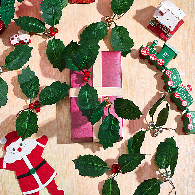 45Pcs Foam & Cloth Artificial Holly Leaves AJEW-SC0031-52B-1
