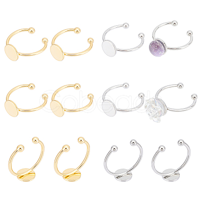 12Pcs 2 Colors Brass Open Cuff Ring Findings KK-UN0001-28-1