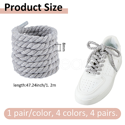 4 Pairs 4 Colors Cotton Shoelaces FIND-FH0012-05-1