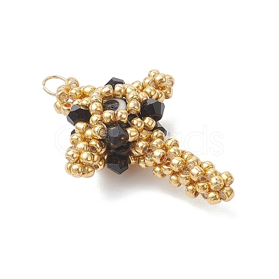 3pcs Glass Seed Beaded Cross Pendants PALLOY-MZ01019-1