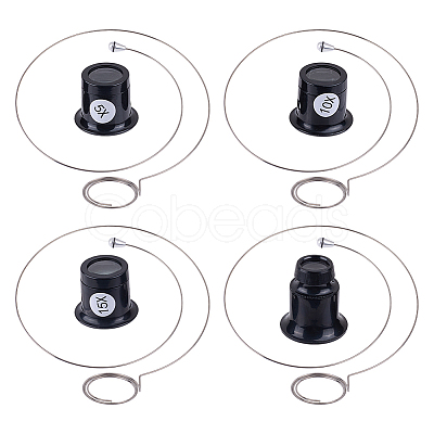 4Pcs 4 Styles Plastic & Glass Magnifier FIND-DR0001-56-1