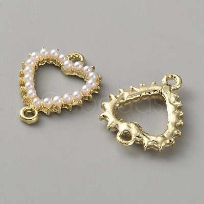Alloy & White Plastic Pearl Links Connector Charms FIND-WH0365-082G-02-1