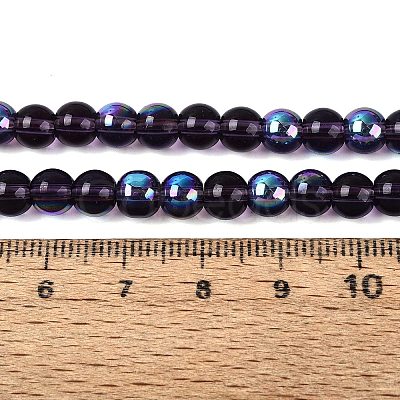 Transparent Electroplate Glass Beads Strands EGLA-Q132-6MM-01A-10-1