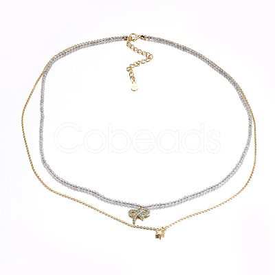 Faceted Natural Labradorite Tiered Necklaces NJEW-F212-13G-1