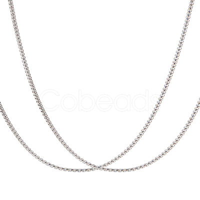 2Pcs Stainless Steel Punk Box Chain Necklaces for Men NJEW-LP0001-15P-1