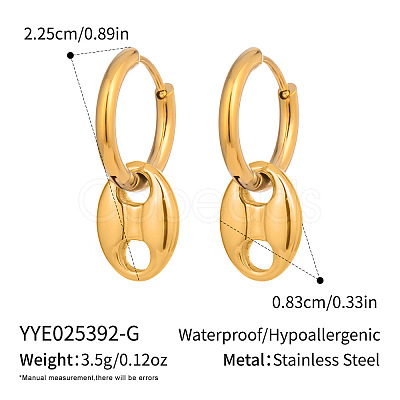 Stainless Steel Oval Hoop Earrings YC0014-3-1