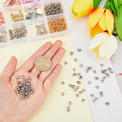 300Pcs 304 Stainless Steel Crimp Beads Covers STAS-HY0001-10-1