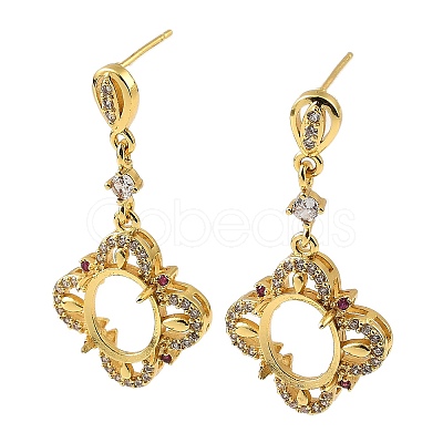Rack Plating Brass with Cubic Zirconia Stud Earrings Finding KK-Z085-13G-1