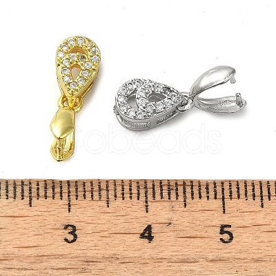 Rack Plating Brass Micro Pave Clear Cubic Zirconia Ice Pick Pinch Bails KK-K340-13-1