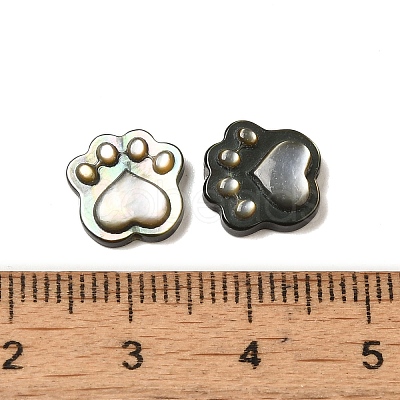 Natural Black Lip Shell Cat Paw Print Beads SHEL-M021-04-1