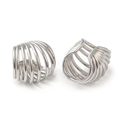 Rack Plating Brass Multi Lines Cuff Earrings EJEW-Z019-28P-1