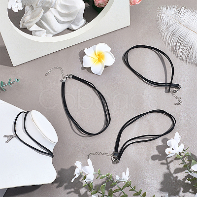 4Pcs Imitation Leather Double Layer Choker Necklaces NJEW-SC0001-68-1
