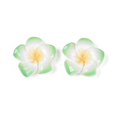 Plumeria Flower Opaque Resin Cabochons CRES-T025-30G-02-1