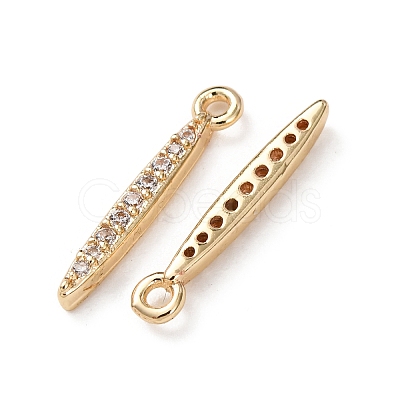 Brass Micro Pave Clear Cubic Zirconia Pendants KK-C253-08G-1
