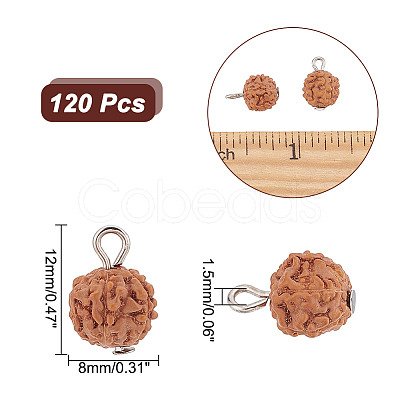 ARRICRAFT 120Pcs Undyed Natural Rudraksha Charms WOOD-AR0001-30-1