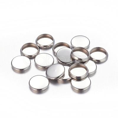 Tarnish Resistant Flat Round 304 Stainless Steel Plain Edge Bezel Cups STAS-S028-27-1