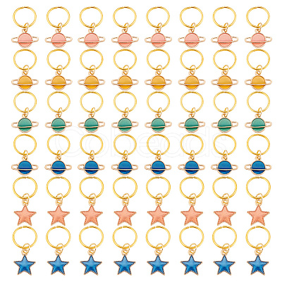 24Pcs Alloy Enamel & Iron Braiding Hair Pendants Decoration Clips PALLOY-AB00050-1