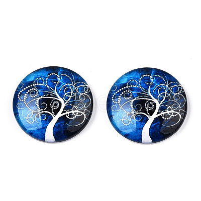 Half Round/Dome Tree Pattern Glass Flatback Cabochons for DIY Projects LS-GGLA-Q037-25mm-M28-10-1
