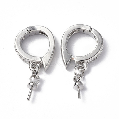 Brass Micro Pave Clear Cubic Zirconia Twister Clasps KK-P223-39P-1