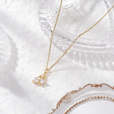 Brass Micro Pave Clear Cubic Zirconia Pendant Necklace NJEW-JN05390-01-1