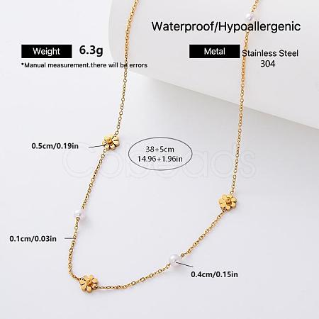 304 Stainless Steel & Imitation Pearl Link Chain Necklaces BE8835-3-1