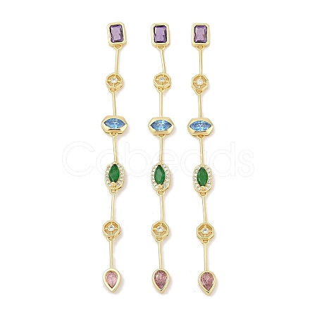 Brass Micro Pave Cubic Zirconia Big Pendants KK-U058-55G-1