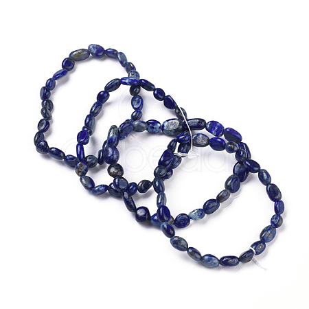 Natural Lapis Lazuli Bead Stretch Bracelets BJEW-K213-18-1