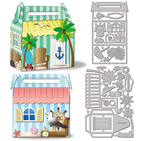 Beach House Theme Carbon Steel Cutting Dies Stencils DIY-WH0309-3818-1