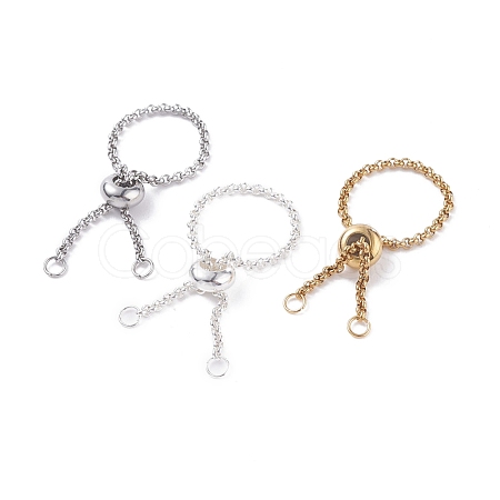 304 Stainless Steel Rolo Chains Slider Ring Findings RJEW-JR00443-1