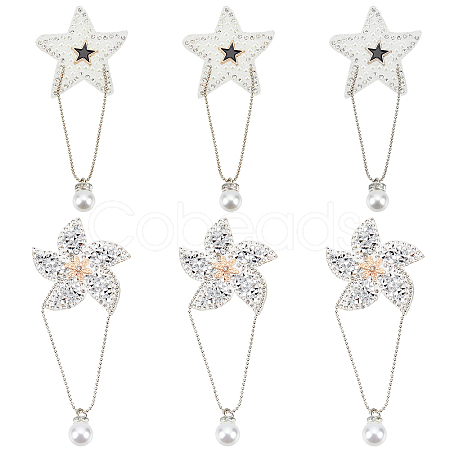 6Pcs 2 Style Star & Windmill Glitter Hotfix Rhinestone DIY-FG0002-26-1