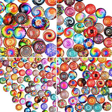 280Pcs 4 Styles Flat Back Glass Cabochons GGLA-SZ0001-32-1